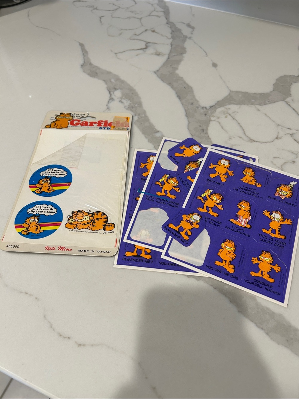 Garfield Classic Orange Sticker Sheet Set - Vintage Comic Characters